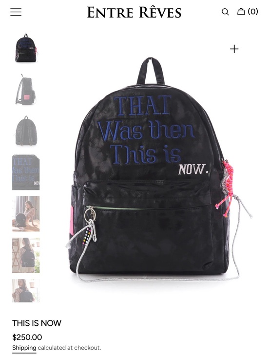 entre reves Handbags - 'This Is Now' Black Embroidered Backpack